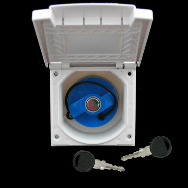 Wasser Einfüllstutzen Für Wohnmobil - Mit Schloss & Federklappe 40mm Weiss