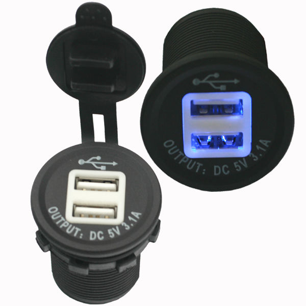 2 fach USB Steckdose Einbau Ladegerät Handy mit Beleuchtung - pro-Sty