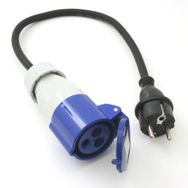 Adapter - Verlängerungskabel CEE17 männlich/ Schuko 16A weiblich - Kabel:  60 cm - für Wohnmobile. - CT10200 