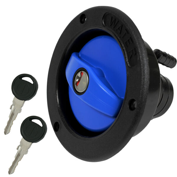 Einfüllstutzen + Tankdeckel Wasser Frischwassertank Wohnwagen Wohnmobil Boot schwarz blau 40 mm