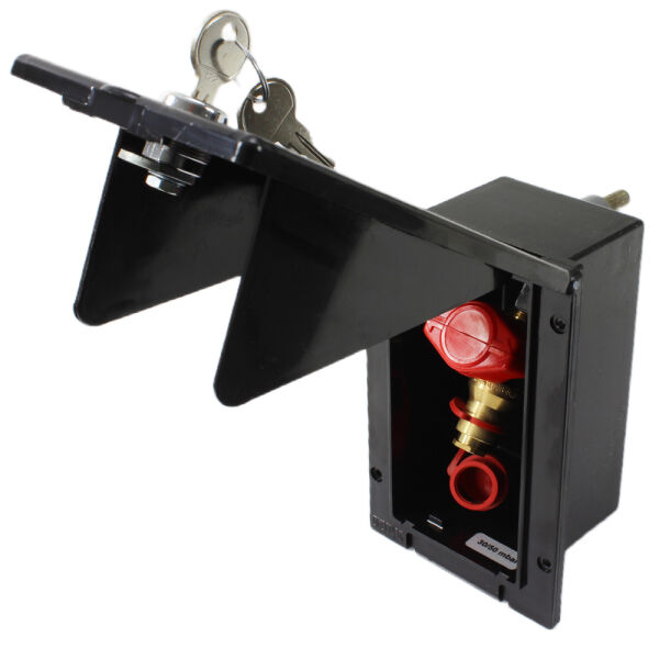 MPK Gas Gassteckdose Außensteckdose Versorgungsklappe Wohnmobil Wohnwagen Caravan mit Schloss schwarz rechteck