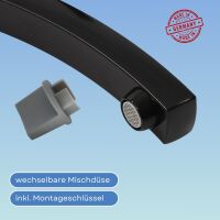 Capri Kompakt Wasserhahn mit Schalter schwarz matt Einhebelmischer Wohnmobil Wohnwagen Caravan Camping Boot