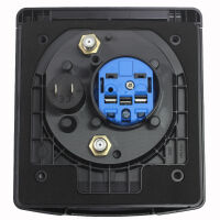 ABL Multifunktions Außensteckdose Vorzeltsteckdose Wohnmobil Wohnwagen 220V 230V Sat Antenne  USB A + USB C schwarz