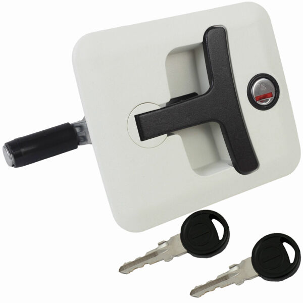 ZADI Drehspannschloss weiß-schwarz für Wohnwagen Wohnmobil Klappenschloss Serviceklappe Gaskasten #1