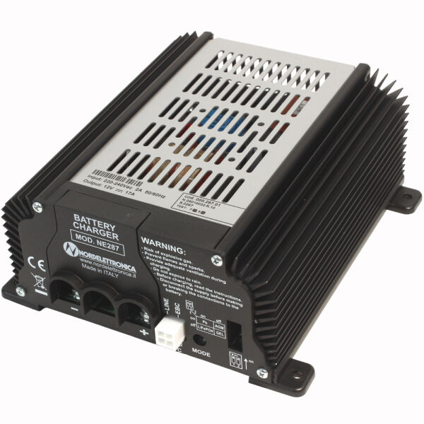 Nordelettronica 12 Volt 17A Batterie Ladegerät Umformer 17A NE287 Wohnmobil Reisemobil Caravan Boot LiFePO4 geeignet