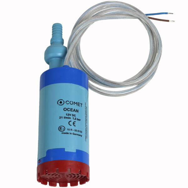 Comet OCEAN Tauchpumpe Softstart + Rückschlagventil + Sieb Wasserpumpe Frischwasser 12V 18 l/min 1,5 bar