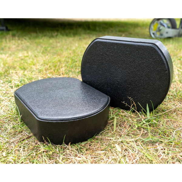 HABA Carablock Schaumstoff-Unterlegblöcke 2er Set für Wohnwagen und Caravan – leichte EPP Stützplatten für Kurbelstützen, 750 kg Traglast je Block, wasserfest und UV-beständig, schwarz