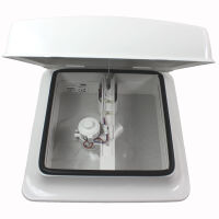 Dachluke Dachfenster Dachhaube 28x28 cm + Ventilator + Innenrahmen weiß