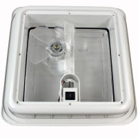 Dachluke Dachfenster Dachhaube 28x28 cm + Ventilator + Innenrahmen klarglas