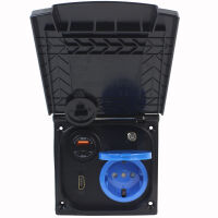 Multifunktions Außensteckdose Wohnmobil Wohnwagen 220V 230V Sat Antenne USB A+C HDMI Raute schwarz