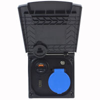 Multifunktions Außensteckdose Wohnmobil Wohnwagen 220V 230V Sat Antenne USB A+C HDMI Raute schwarz