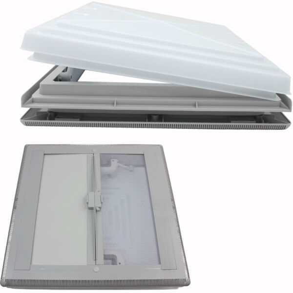 MPK Modell 42 Dachluke Dachfenster Dachhaube 40 x 40 cm + Doppelrollo Wohnwagen Wohnmobil Caravan grau